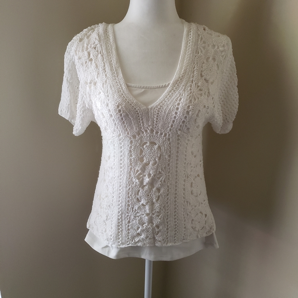 Coldwater Creek white short sleeve knit top
